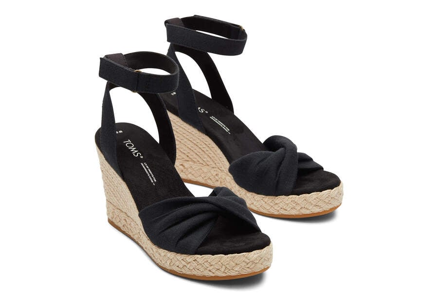Women's Black Marisela Twist Wedge Heel Sandal | TOMS 10019733